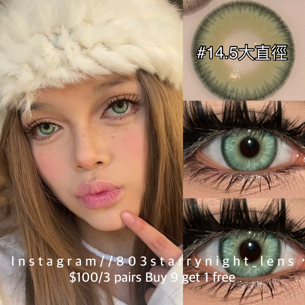 新品預訂✨多情迷迭香💚 af 綠色 green 14.50mm 年拋 (兩片裝) 🎀可預訂請撳度數選項中最下🎀 ✨$100/3對✨